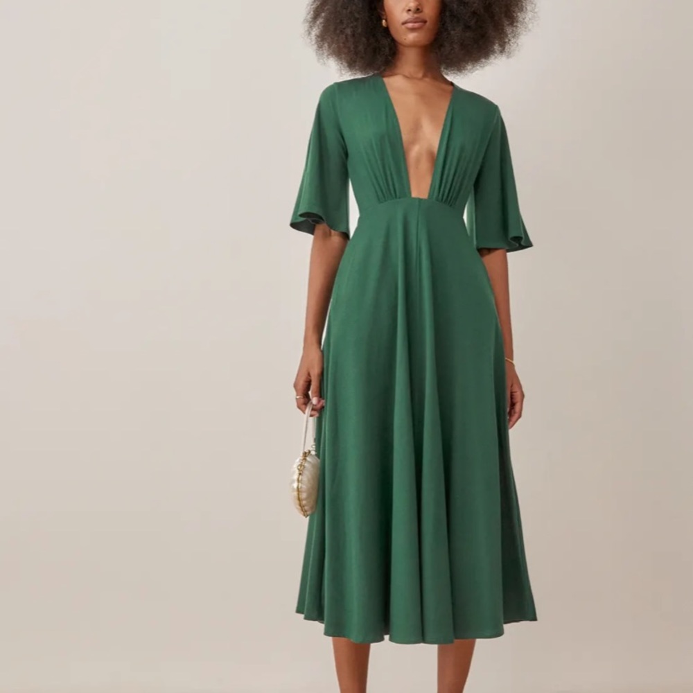 Reformation Green Midi Dress